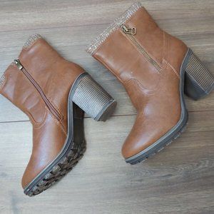 Nature Breeze Leatherette Sweater Chunky Bootie